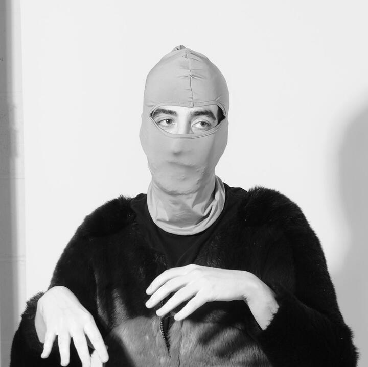 Photo of Lloyid, person wearing a balaclava and a fursuit body